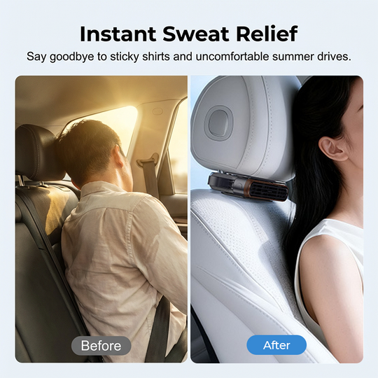 BreezGo™ Car Seat Fan 🌬️ – 3-Speed Rechargeable Clip-On Fan with 3000mAh Battery 🔋 | USB-C Charging ⚡ for Cars 🚗, Golf Buggies 🛺 & Campervans 🏕️