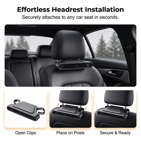 BreezGo™ Car Seat Fan 🌬️ – 3-Speed Rechargeable Clip-On Fan with 3000mAh Battery 🔋 | USB-C Charging ⚡ for Cars 🚗, Golf Buggies 🛺 & Campervans 🏕️