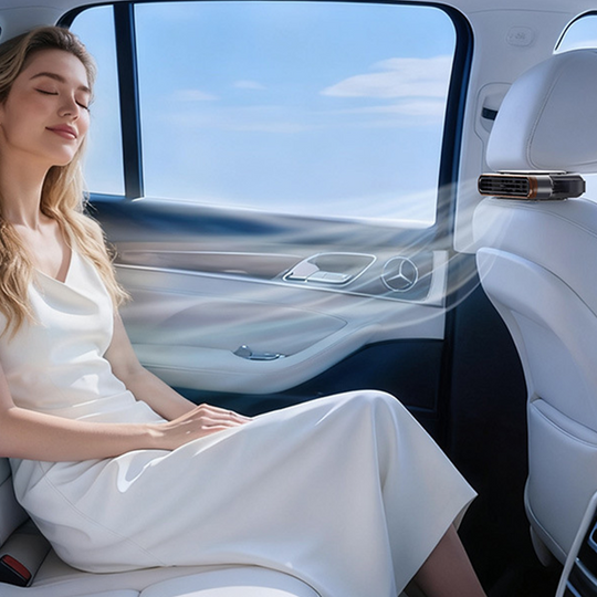 BreezGo™ Car Seat Fan 🌬️ – 3-Speed Rechargeable Clip-On Fan with 3000mAh Battery 🔋 | USB-C Charging ⚡ for Cars 🚗, Golf Buggies 🛺 & Campervans 🏕️