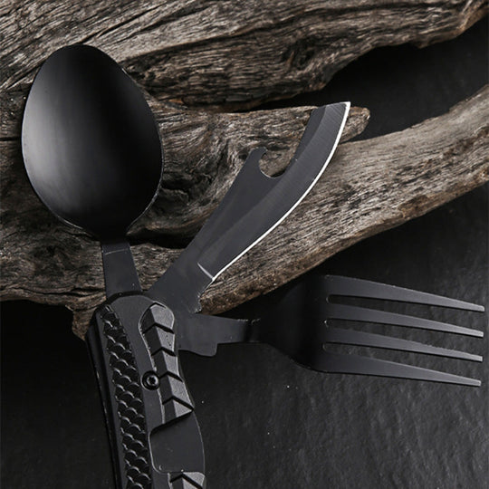 UP TO 50% OFF! 🏆 4-in-1 Folding Tableware Set – Compact, Stainless Steel, Multi-Tool