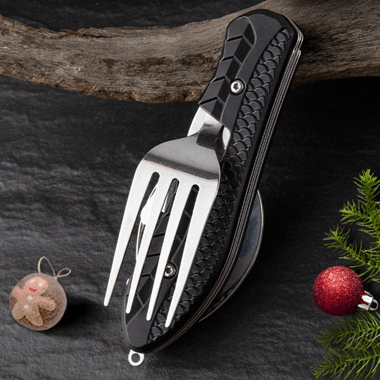 UP TO 50% OFF! 🏆 4-in-1 Folding Tableware Set – Compact, Stainless Steel, Multi-Tool