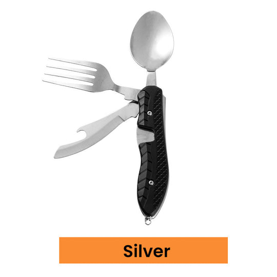 UP TO 50% OFF! 🏆 4-in-1 Folding Tableware Set – Compact, Stainless Steel, Multi-Tool
