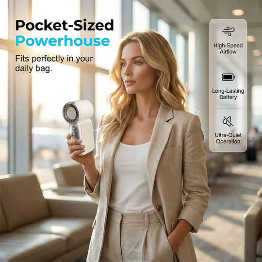 Mini Handheld Fan with LED Display|  6 speeds, 10.7 hours of cool| Weighs nothing – goes anywhere