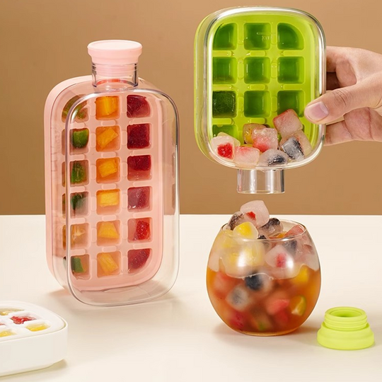 2-in-1 Ice Cube Maker Water Bottle Built-In Ice Tray, Food-Grade Silicone, Bpa-Free. Make Ice & Store Water In One Bottle – Ideal For Gym, Office & Travel! ‍♂