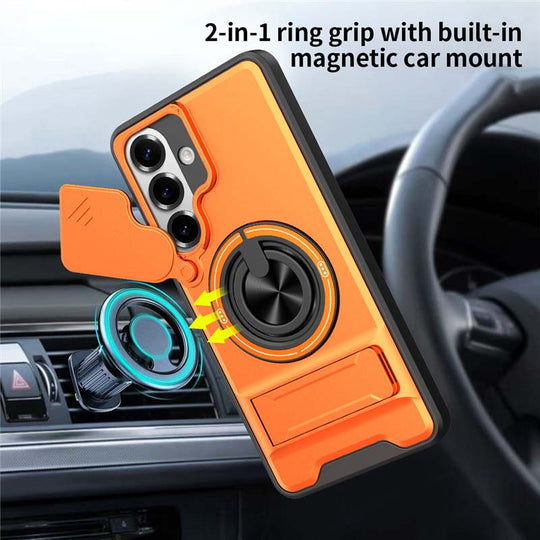 Samsung Phone Case – Heavy-duty with camera cover & ring stand – Shockproof, precise cutouts & 360° rotating grip – all-around protection 🔒
