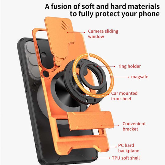 Samsung Phone Case – Heavy-duty with camera cover & ring stand – Shockproof, precise cutouts & 360° rotating grip – all-around protection 🔒
