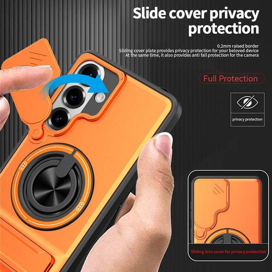 Samsung Phone Case – Heavy-duty with camera cover & ring stand – Shockproof, precise cutouts & 360° rotating grip – all-around protection 🔒
