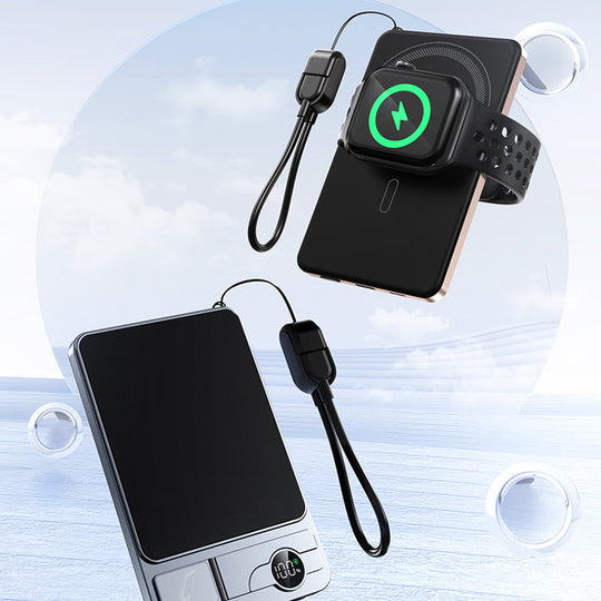 LIMITED-TIME 30% OFF!  3-in-1 Magnetic Portable Charger – Wireless, Built-in Stand, Slim