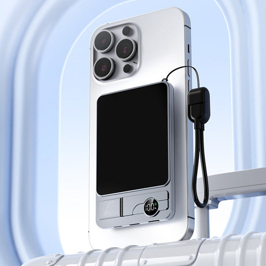 LIMITED-TIME 30% OFF!  3-in-1 Magnetic Portable Charger – Wireless, Built-in Stand, Slim