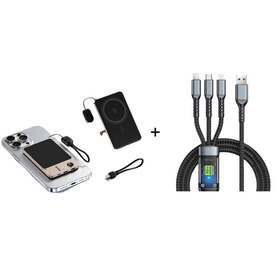 LIMITED-TIME 30% OFF!  3-in-1 Magnetic Portable Charger – Wireless, Built-in Stand, Slim
