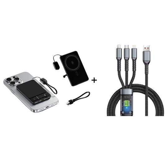 LIMITED-TIME 30% OFF!  3-in-1 Magnetic Portable Charger – Wireless, Built-in Stand, Slim