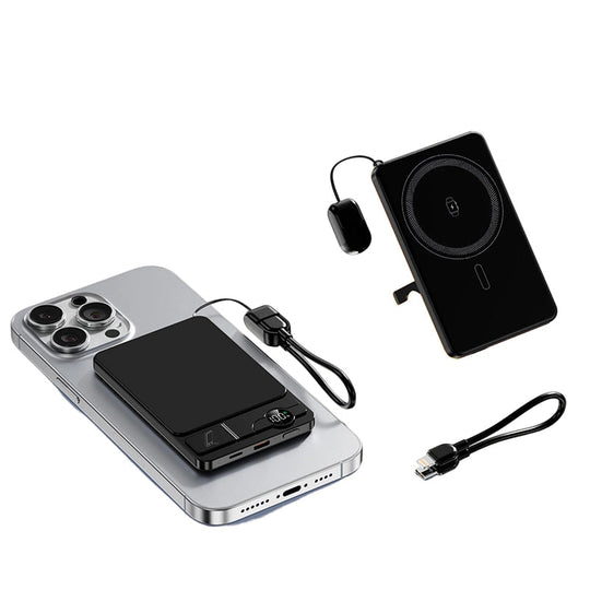 LIMITED-TIME 30% OFF!  3-in-1 Magnetic Portable Charger – Wireless, Built-in Stand, Slim