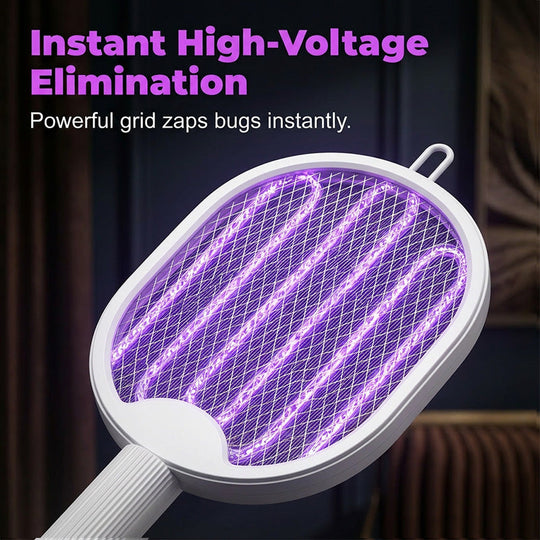 50K+ SOLD! 🏆 2‑in‑1 Foldable Mosquito Swatter – Manual zap + UV auto trap. USB rechargeable, folds flat for storage. Sleep bite‑free tonight!