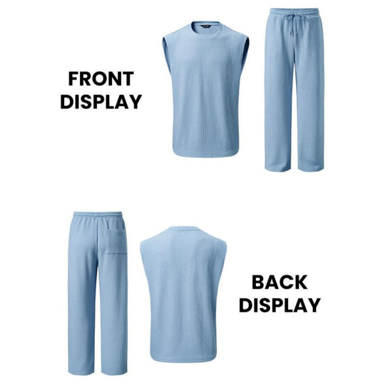 Men's Ribbed Sleeveless Tank Top & Pants 2-Piece Set
