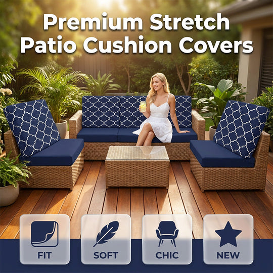 Patio Sofa Cushion Cover – Stretch, Water-Resistant