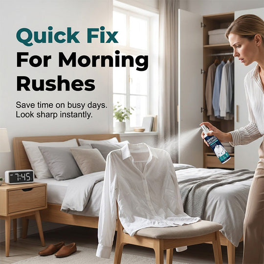 Instant wrinkle release – no iron, travel-ready, static-free & fresh.