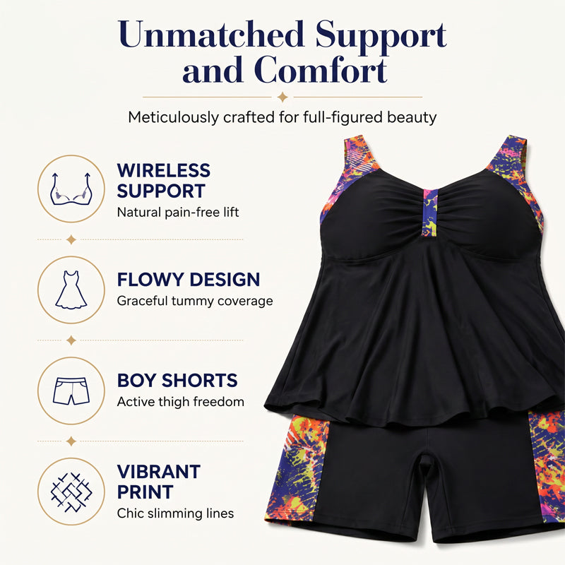 💕Free Shipping✈️Women's Flowy Tankini Top and Shorts Swimsuit