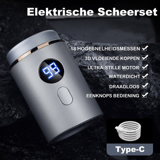 Mini Electric Shaver – 18 Blades, 3D Floating Heads & LED Display – Wet/Dry, Quiet & Travel-Ready