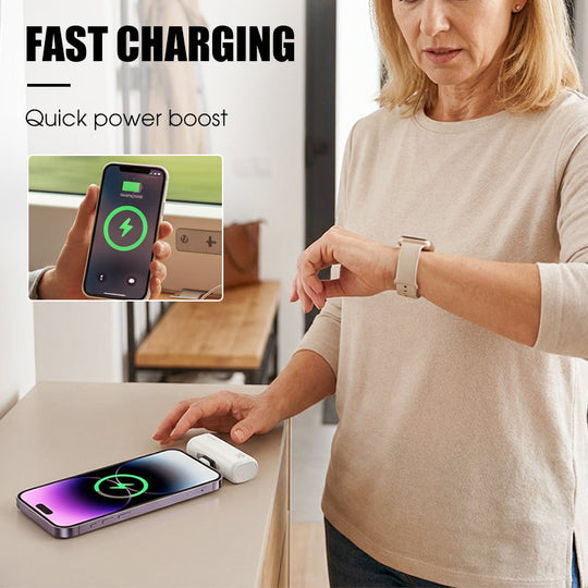 On-the-Go Mini Power Bank with Rotating Dual Plug