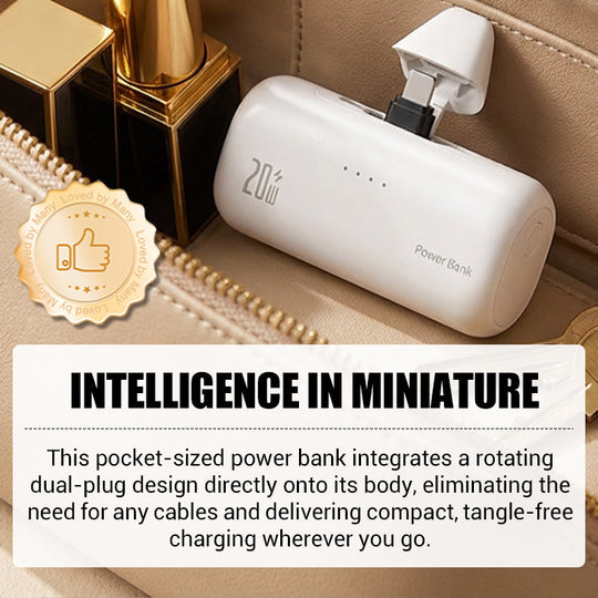 On-the-Go Mini Power Bank with Rotating Dual Plug