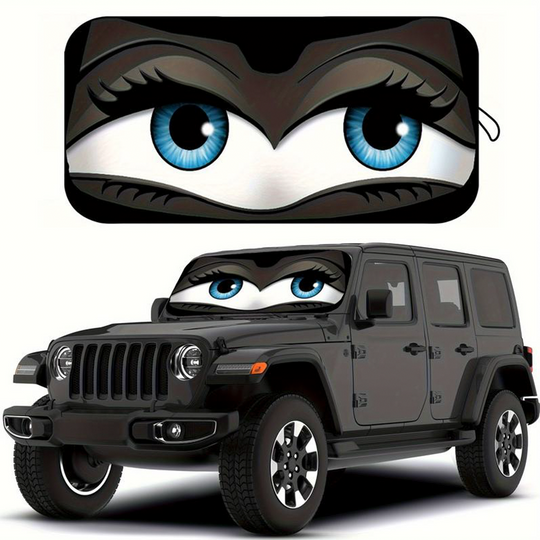⏳LIMITED OFFER 35%OFF🌞Fun Eye Car Sunshade 👀☀️ – UV Block, Aluminium Film, Foldable, 130×70cm