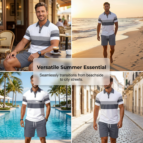 ⏳LAST DAY SALE 50% OFF !!📢Men's Two-Piece Shirt and Shorts Set