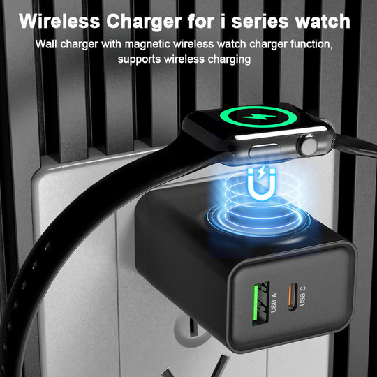 TOPADRE 3-in-1 Magnetic Wireless PD USB-C Apple watch Wall Charger Block