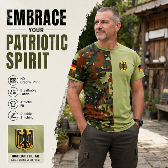 Men's Camouflage Patchwork Crewneck T-Shirt