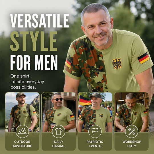 Men's Camouflage Patchwork Crewneck T-Shirt