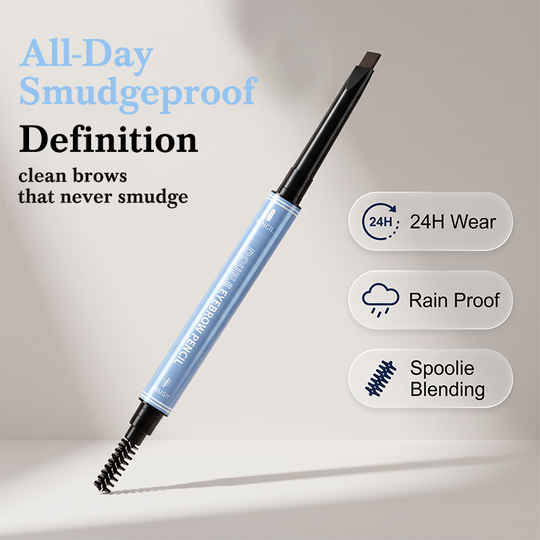 Water-resistant 2-in-1 mini eyebrow pencil and colored eyebrow gel