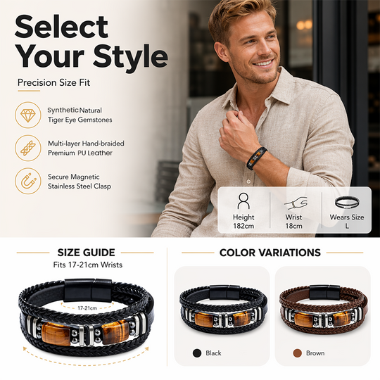 ⏳🔥LIMITED-TIME 30% OFF! ⏰🧵 Braided PU Leather Bracelet for Men & Women – Tiger Eye Stone, Unisex, Layered Design ✨
