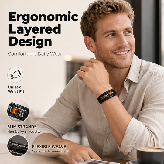 ⏳🔥LIMITED-TIME 30% OFF! ⏰🧵 Braided PU Leather Bracelet for Men & Women – Tiger Eye Stone, Unisex, Layered Design ✨