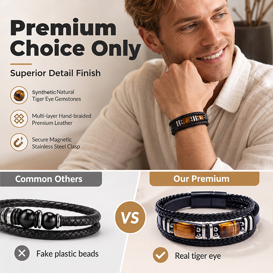 ⏳🔥LIMITED-TIME 30% OFF! ⏰🧵 Braided PU Leather Bracelet for Men & Women – Tiger Eye Stone, Unisex, Layered Design ✨