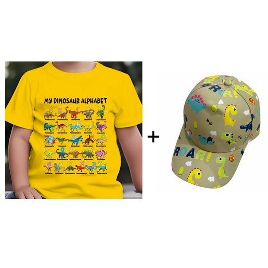 Kids Dinosaur Alphabet Graphic T-Shirt