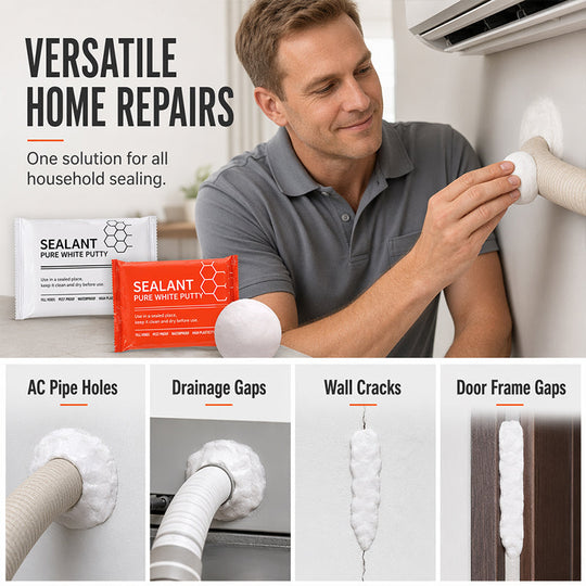 📢📢50% OFF !! ⏰🧱 Waterproof Wall Hole Sealing Clay for Air Conditioner Pipes — 10-Pack Moldable Sealant Putty for Pipe Gaps & Wall Holes | Tool-Free Application