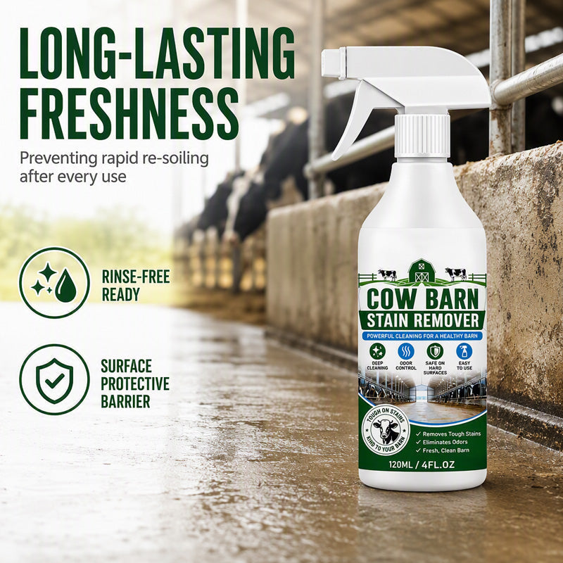🥳2026 HOT SALE🥳💞50K+ SOLD!🐄✨Barn Stain Remover Spray – Professional‑strength formula removes dirt, stains & buildup. Freshens barns & farm surfaces – just spray & wipe! 🧹💪