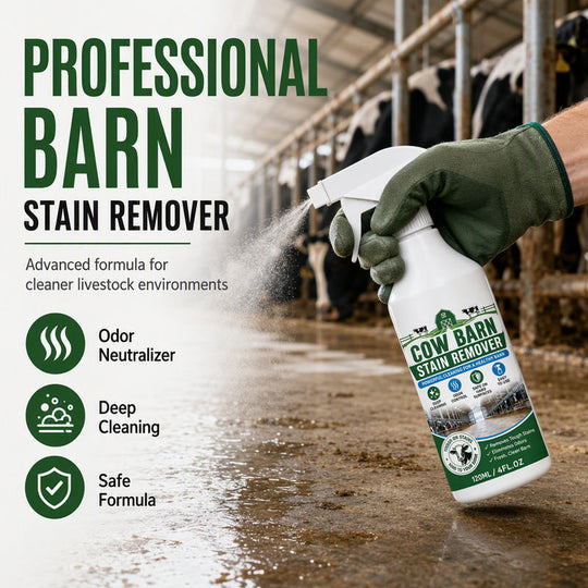 🥳2026 HOT SALE🥳💞50K+ SOLD!🐄✨Barn Stain Remover Spray – Professional‑strength formula removes dirt, stains & buildup. Freshens barns & farm surfaces – just spray & wipe! 🧹💪