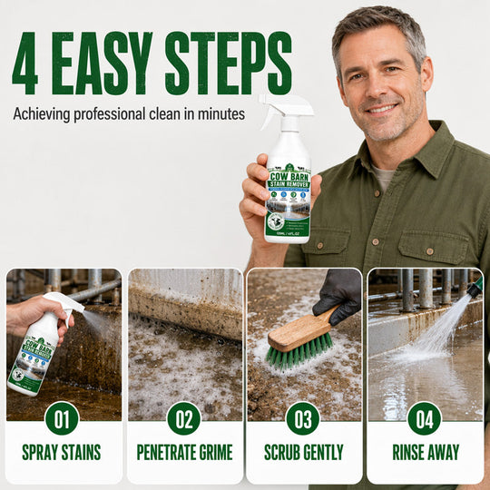 🥳2026 HOT SALE🥳💞50K+ SOLD!🐄✨Barn Stain Remover Spray – Professional‑strength formula removes dirt, stains & buildup. Freshens barns & farm surfaces – just spray & wipe! 🧹💪