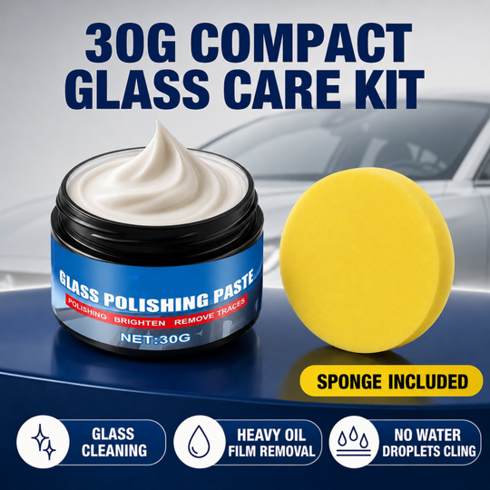 Car Glass Oil Film Remover – Eliminates Glare & Wiper Smears, Repels Rain, Works on All Glass – Sponge Included! 🚗