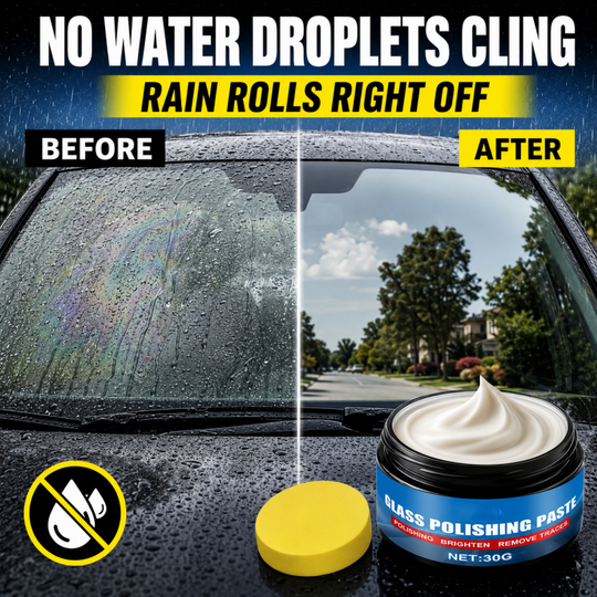 Car Glass Oil Film Remover – Eliminates Glare & Wiper Smears, Repels Rain, Works on All Glass – Sponge Included! 🚗