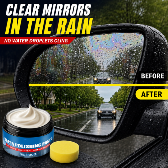 Car Glass Oil Film Remover – Eliminates Glare & Wiper Smears, Repels Rain, Works on All Glass – Sponge Included! 🚗