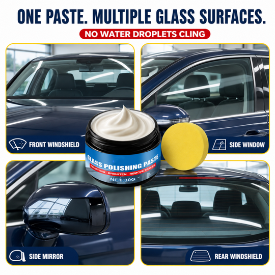 Car Glass Oil Film Remover – Eliminates Glare & Wiper Smears, Repels Rain, Works on All Glass – Sponge Included! 🚗