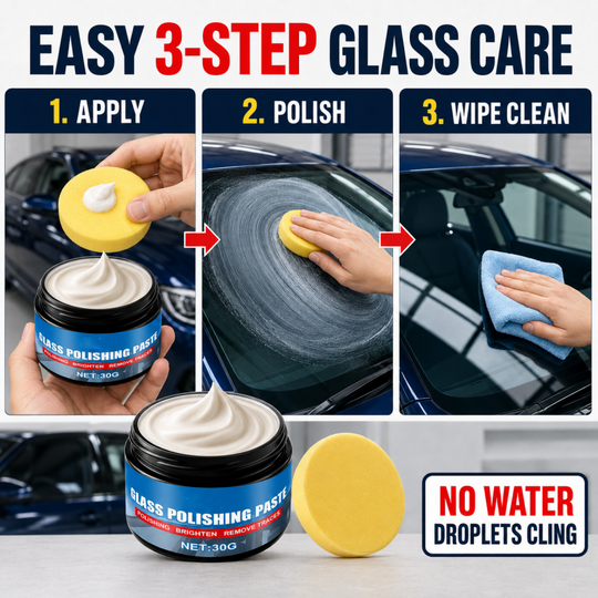 Car Glass Oil Film Remover – Eliminates Glare & Wiper Smears, Repels Rain, Works on All Glass – Sponge Included! 🚗