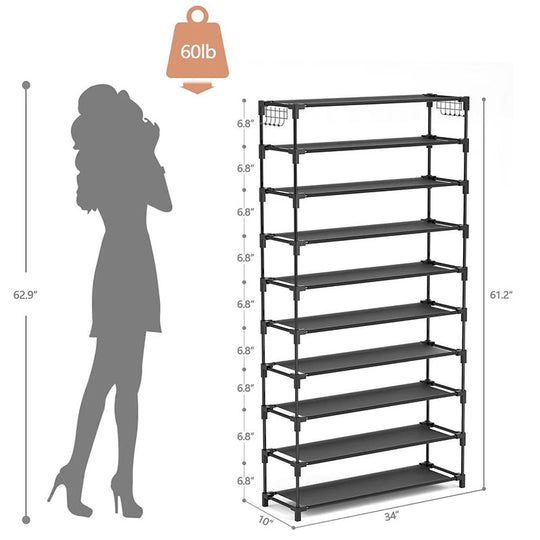 10-Tier Vertical Shoe Rack Organizer