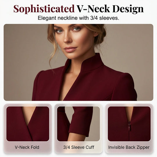 🌸Hot Sale 40% OFF💖Elegant Stand Collar V-Neck Bodycon Dress