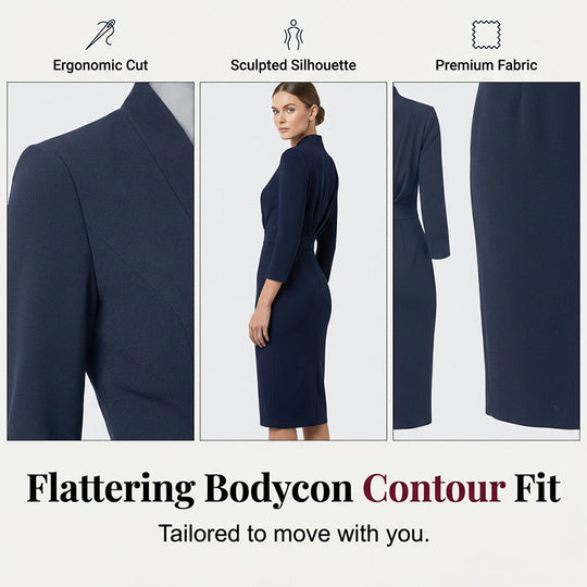 🌸Hot Sale 40% OFF💖Elegant Stand Collar V-Neck Bodycon Dress