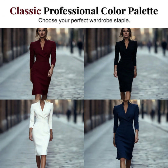 🌸Hot Sale 40% OFF💖Elegant Stand Collar V-Neck Bodycon Dress