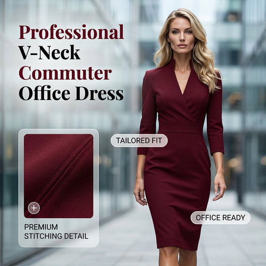 🌸Hot Sale 40% OFF💖Elegant Stand Collar V-Neck Bodycon Dress