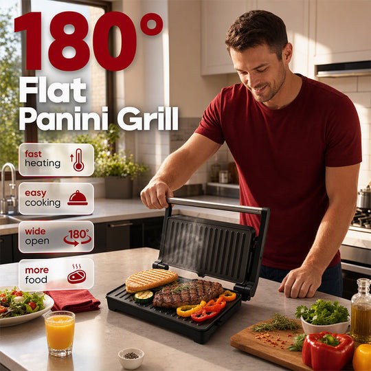 ⏰ LIMITED TIME 40% OFF! 🔥Electric Sandwich Press and Panini Maker with 180-Degree Flat Grill