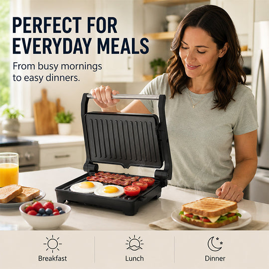 ⏰ LIMITED TIME 40% OFF! 🔥Electric Sandwich Press and Panini Maker with 180-Degree Flat Grill